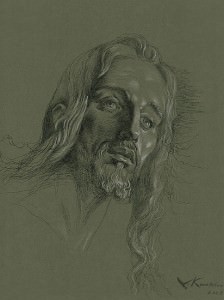 Jesús Nazareno del Paso. Estudio IV. Tinta china y lápiz blanco, 43 x 32 cm. 2008